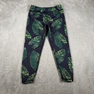 AVA SKY FIT x Fighting Eel Leggings Womens Medium Green Leaf Print Capri Yoga